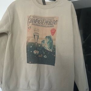 Champagne Problems Graphic Beige Sweater